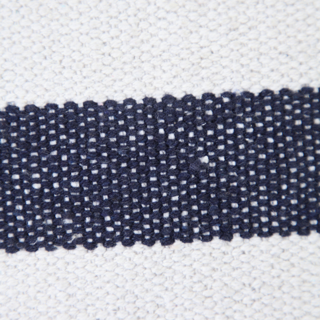 20" X 20" Navy And White 100% Cotton Coastal Zippered Pillow