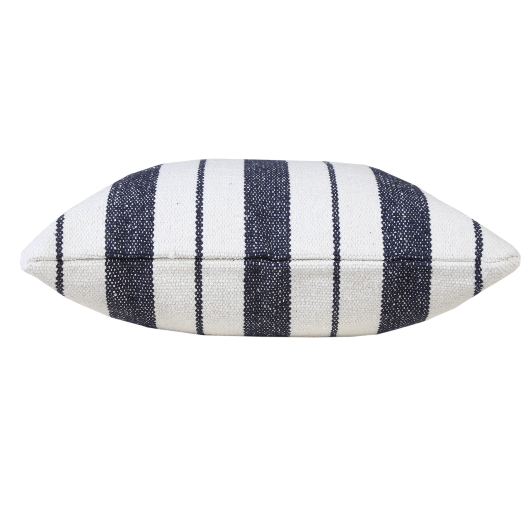 20" X 20" Navy And White 100% Cotton Coastal Zippered Pillow