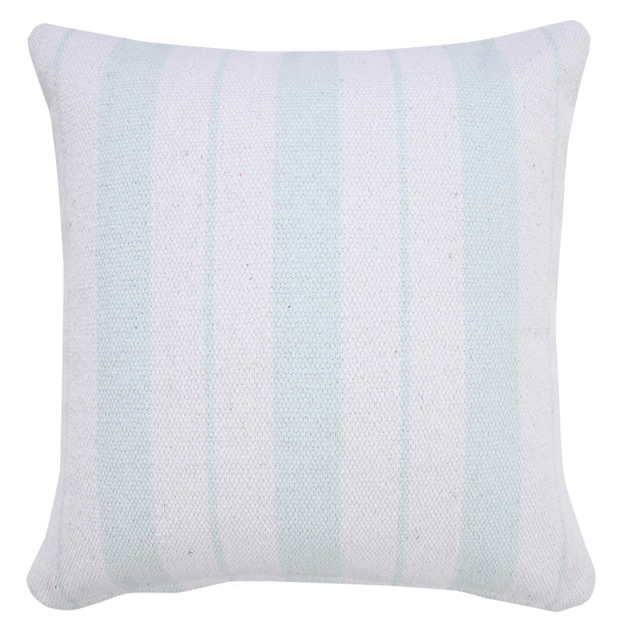 20" X 20" Bright Blue And White 100% Cotton Coastal Zippered Pillow-516717-1