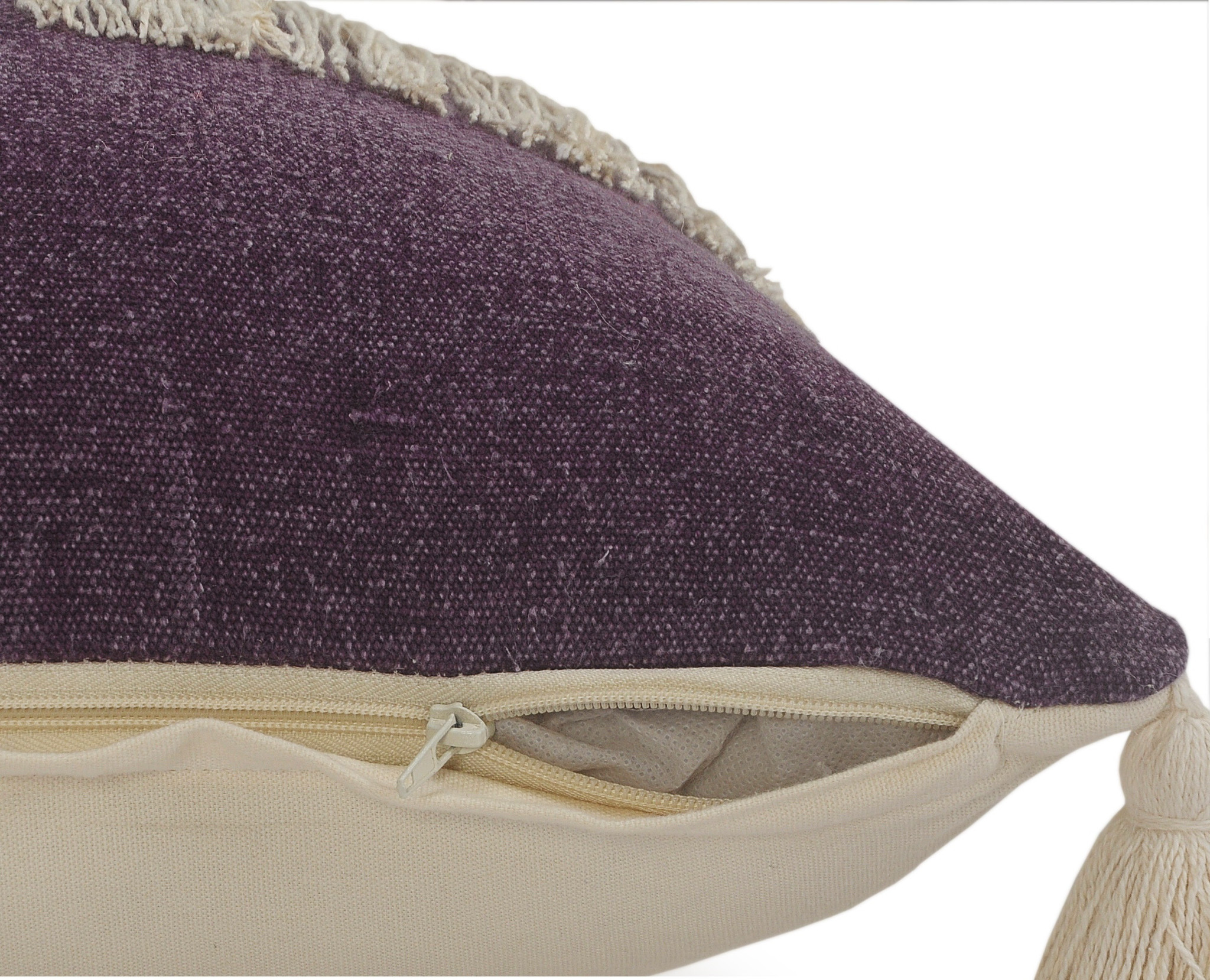 20" X 20" Purple And Off-White 100% Cotton Zippered Pillow
