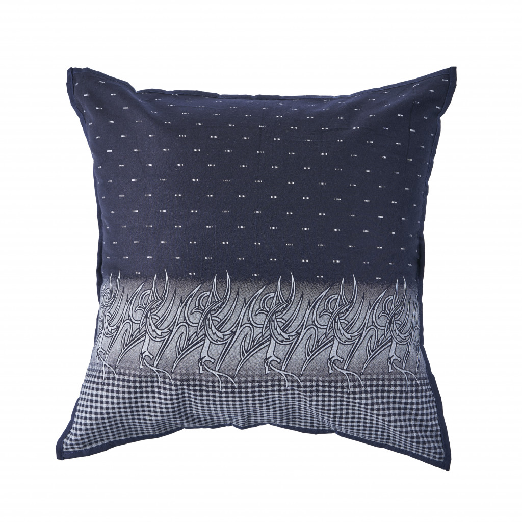 20" X 20" Navy And White 100% Cotton Geometric Zippered Pillow-516766-1