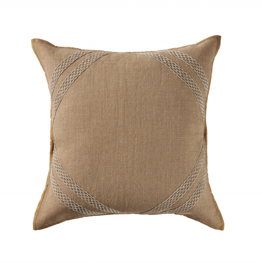 20" X 20" Brown And Tan 100% Cotton Diamond Zippered Pillow-516767-1