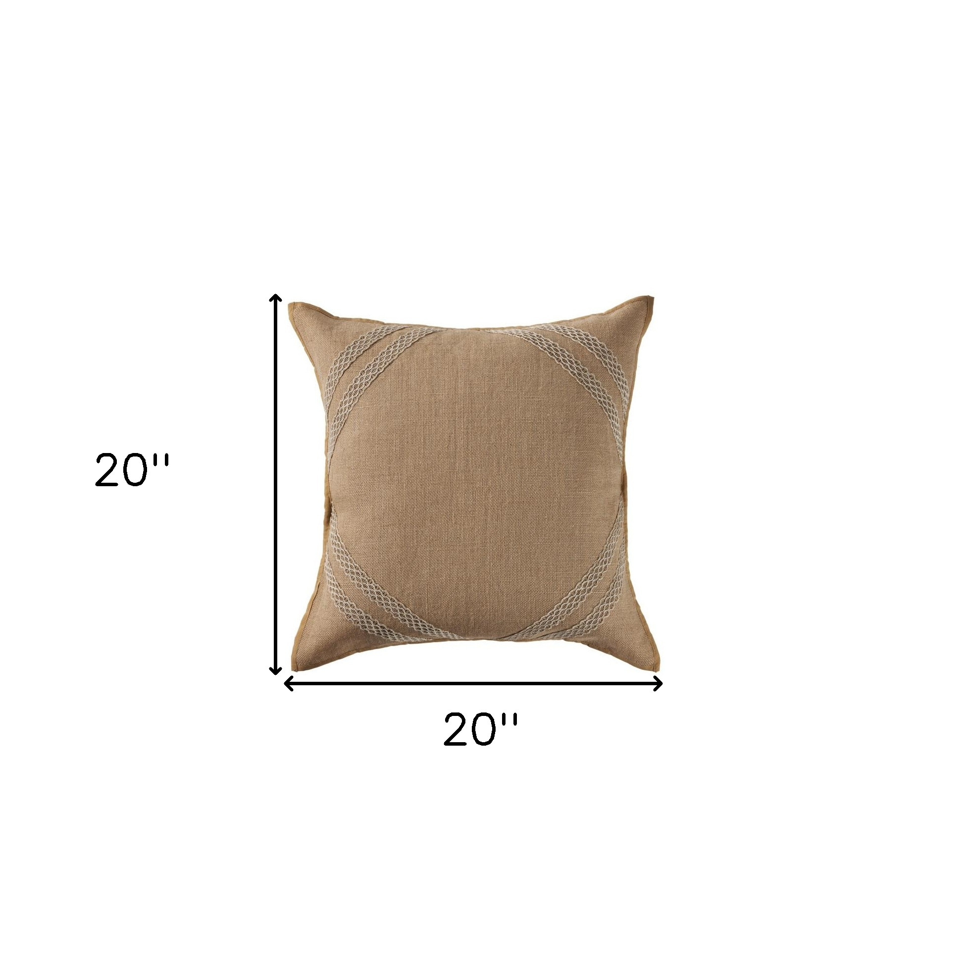 20" X 20" Brown And Tan 100% Cotton Diamond Zippered Pillow