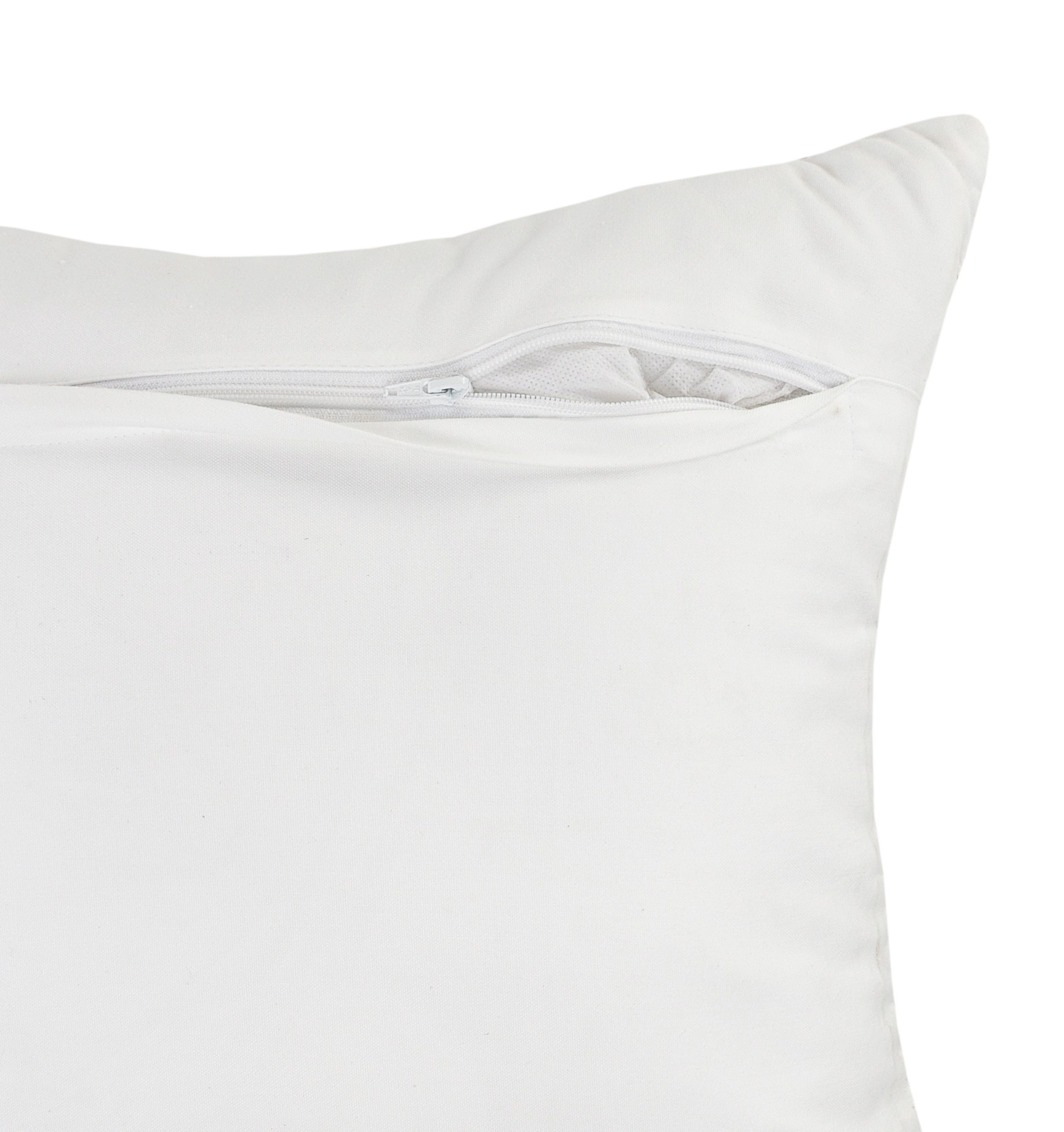 20" X 20" White And Blue 100% Cotton Geometric Zippered Pillow