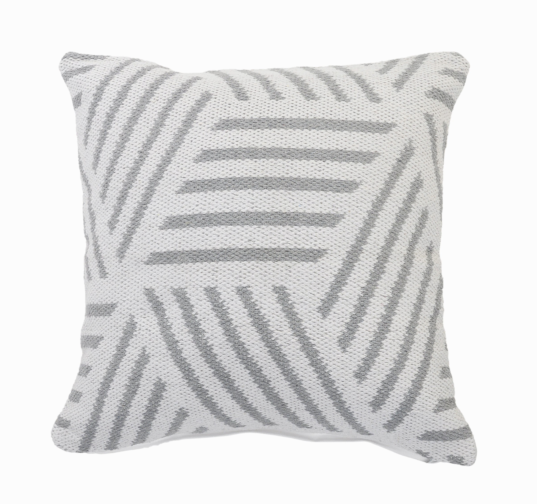20" X 20" Gray And White 100% Cotton Geometric Zippered Pillow-516810-1