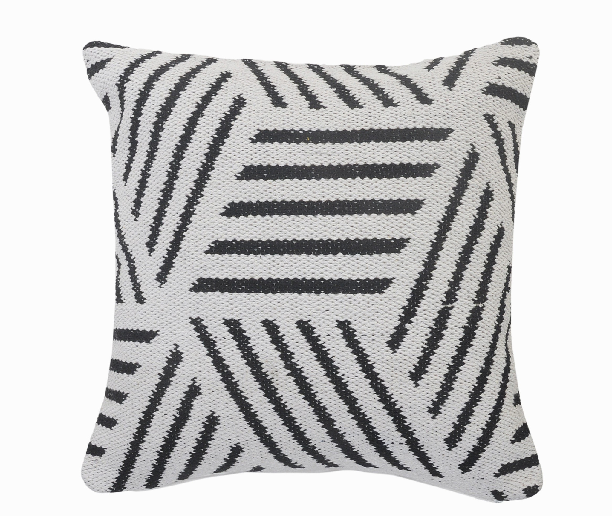 20" X 20" Black And White 100% Cotton Geometric Zippered Pillow-516811-1