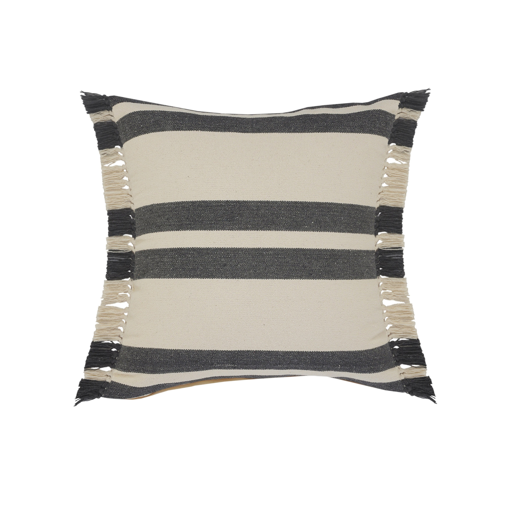 20" X 20" Gray And White 100% Cotton Striped Zippered Pillow