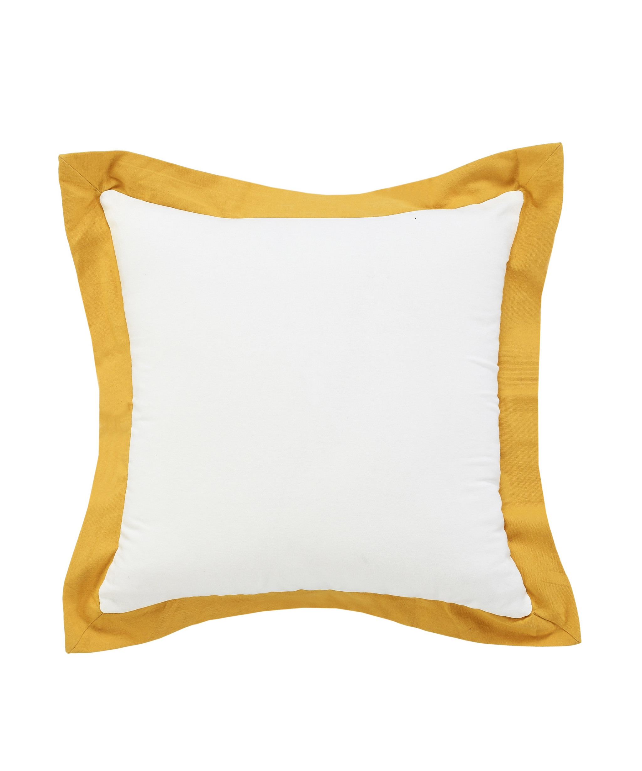 20" X 20" White And Golden Yellow 100% Cotton Geometric Zippered Pillow-516826-1