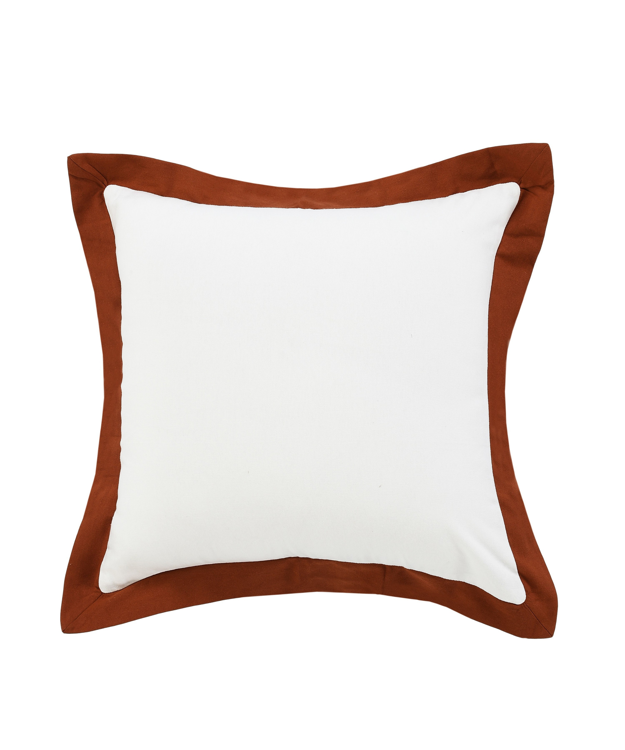 20" X 20" White And Cinnamon 100% Cotton Geometric Zippered Pillow-516827-1