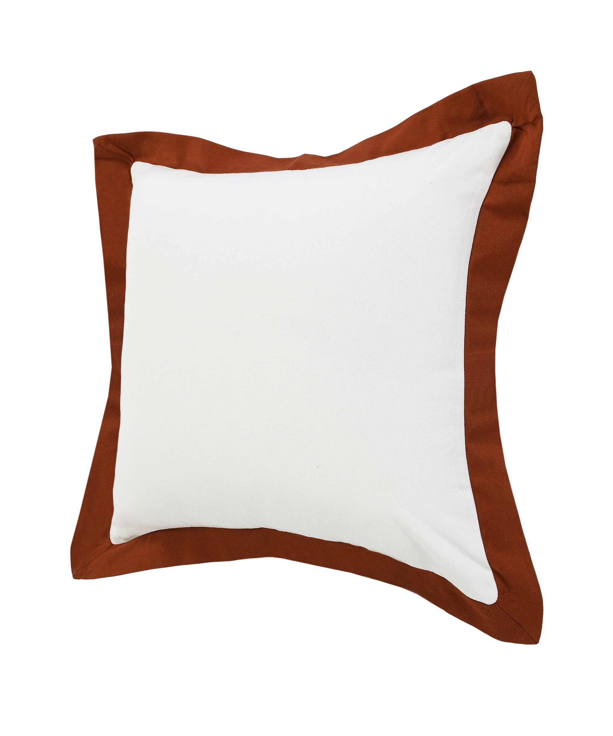 20" X 20" White And Cinnamon 100% Cotton Geometric Zippered Pillow