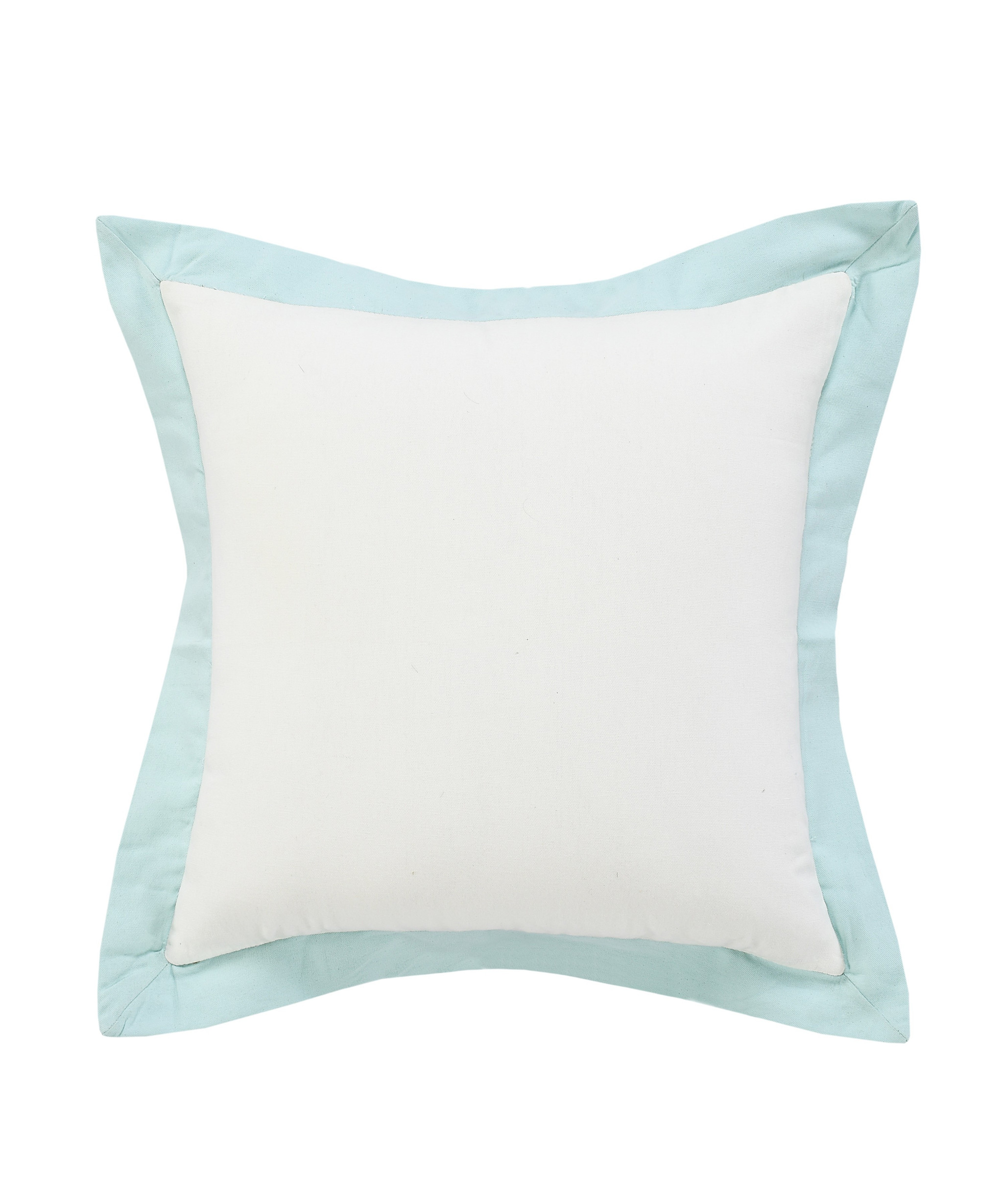 20" X 20" White And Icy Blue 100% Cotton Geometric Zippered Pillow-516831-1