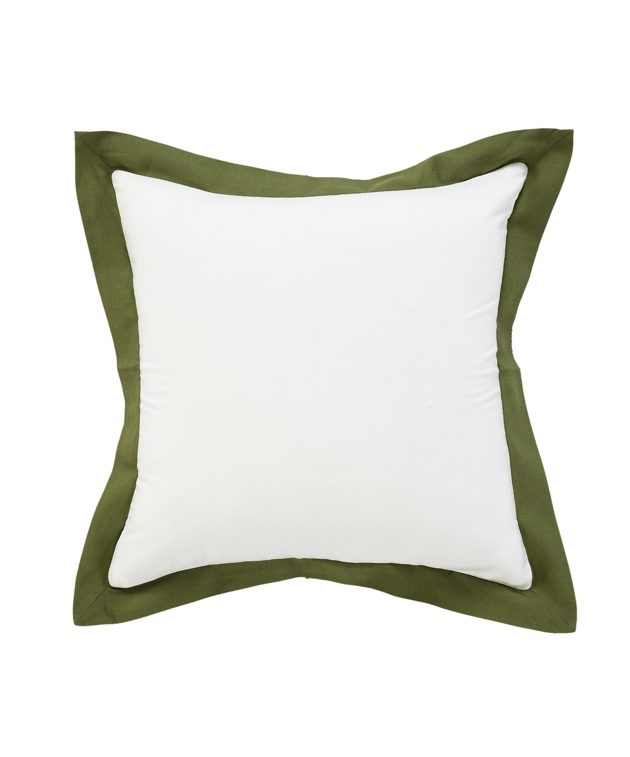 20" X 20" White And Moss Green 100% Cotton Geometric Zippered Pillow-516832-1