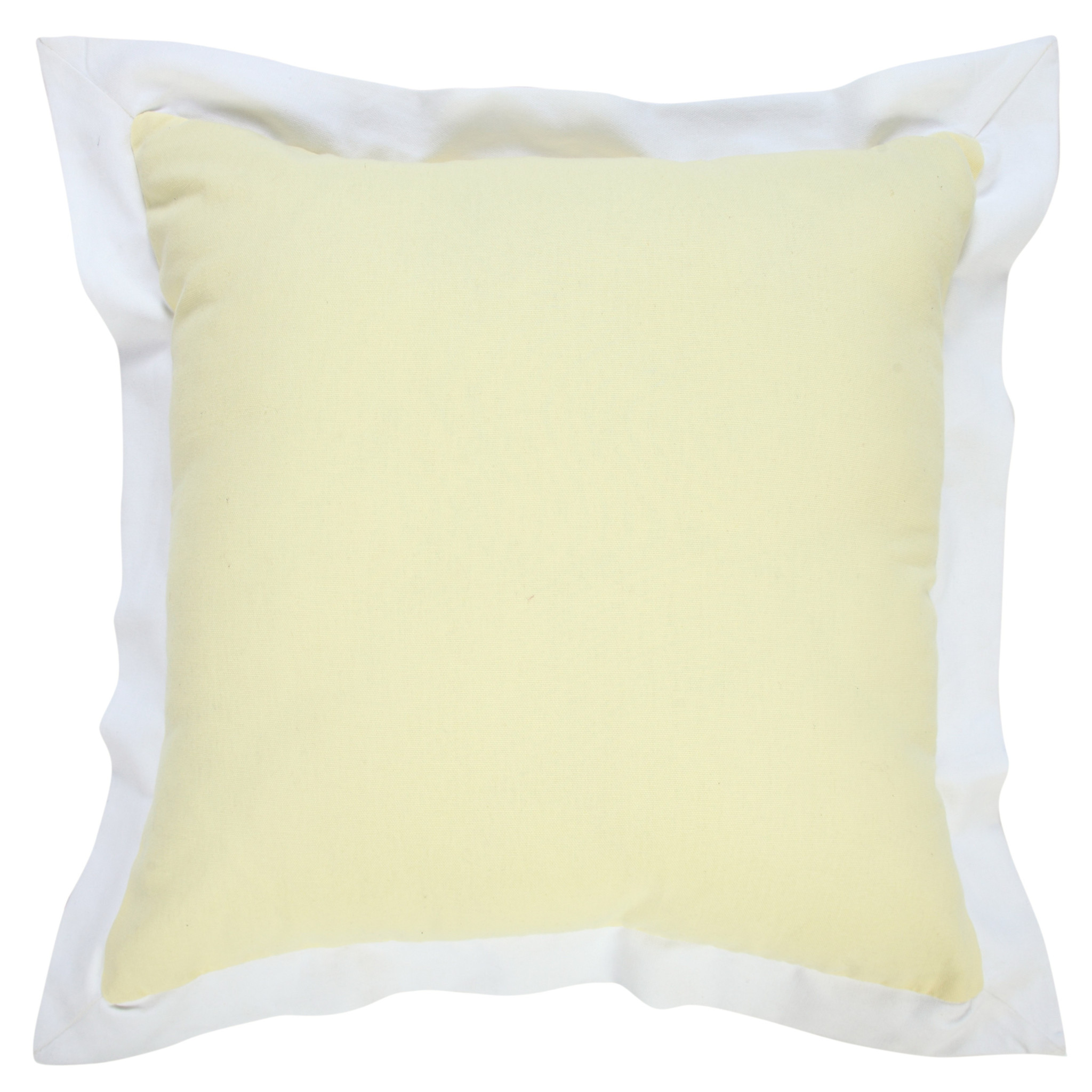 20" X 20" Light Yellow And White 100% Cotton Geometric Zippered Pillow