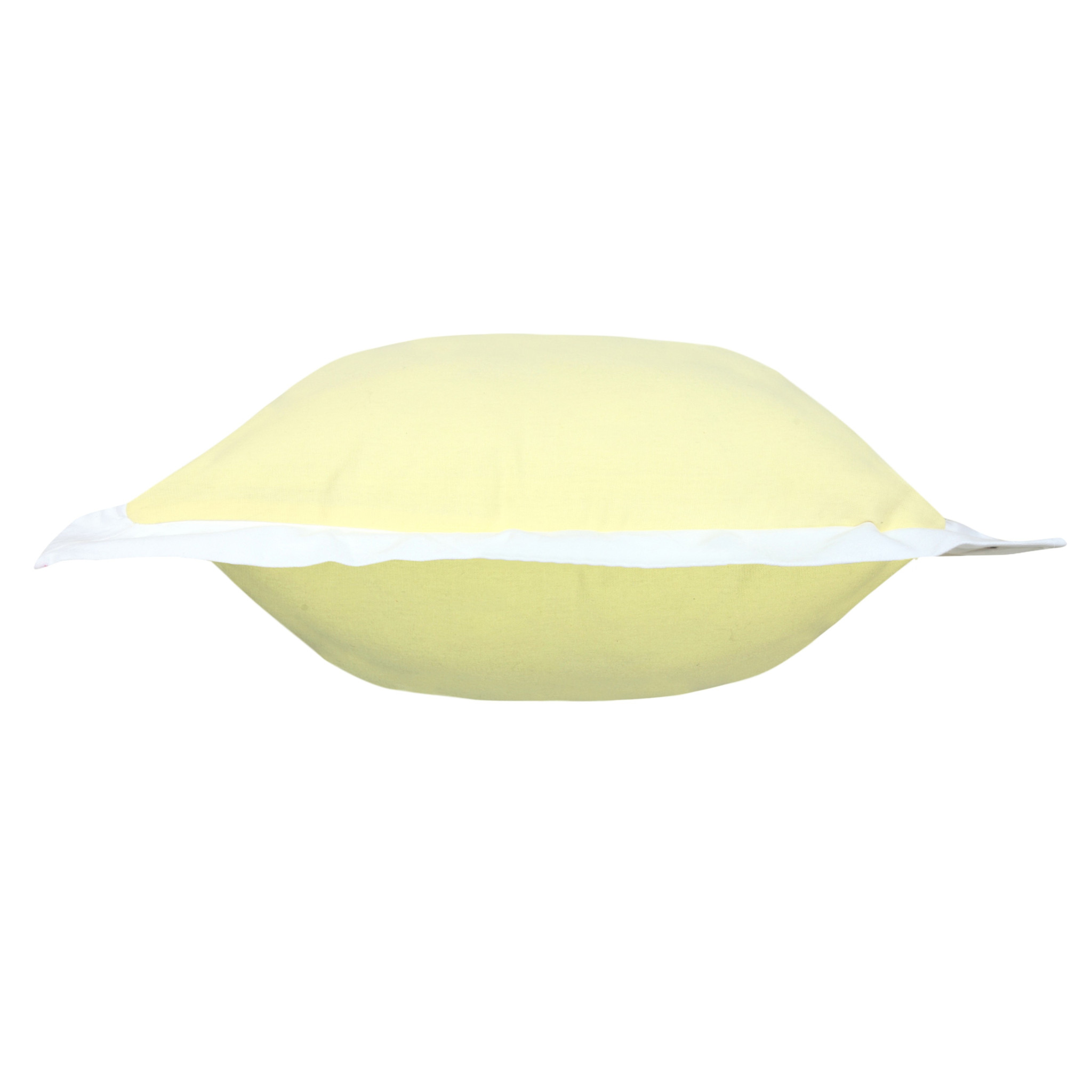 20" X 20" Light Yellow And White 100% Cotton Geometric Zippered Pillow