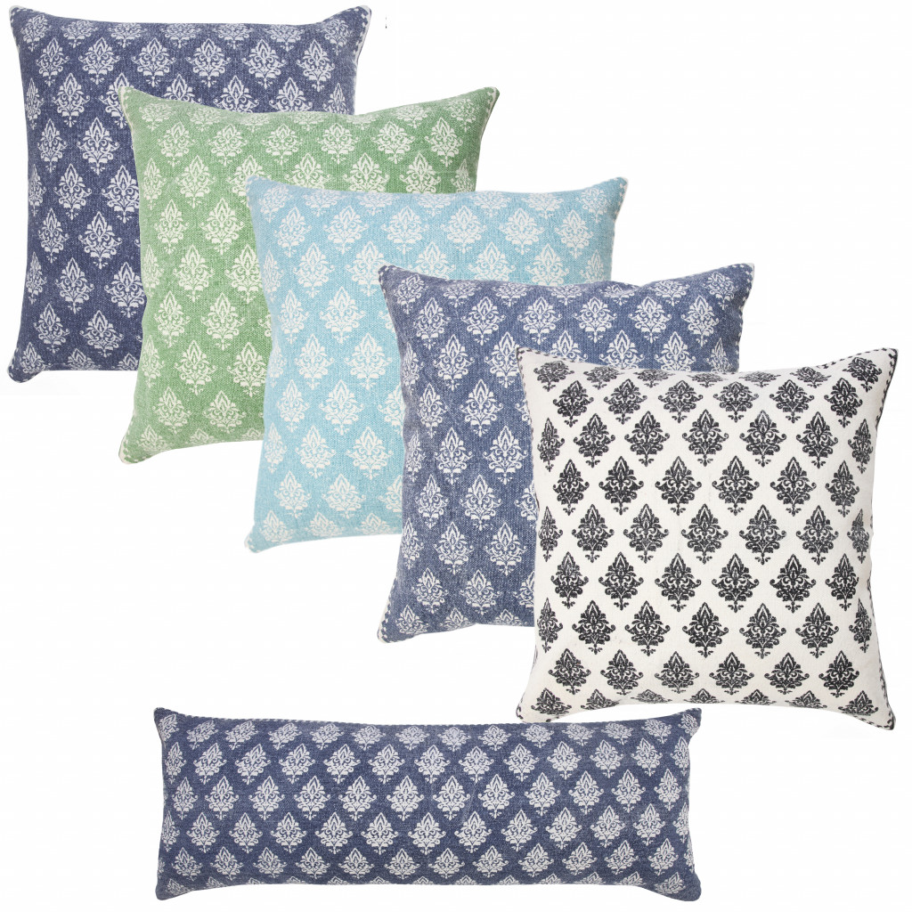 20" X 20" Green And White 100% Cotton Geometric Zippered Pillow