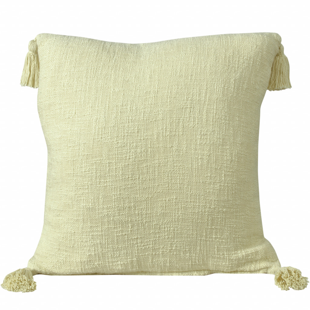 20" X 20" Light Yellow 100% Cotton Zippered Pillow-516875-1