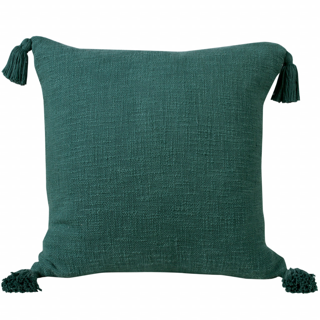 20" X 20" Emerald Green 100% Cotton Zippered Pillow-516881-1