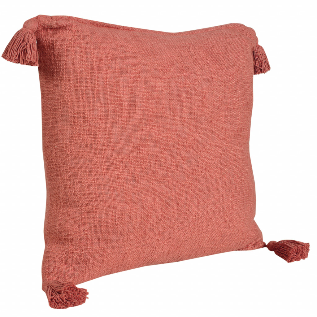 20" X 20" Deep Coral 100% Cotton Zippered Pillow-516882-1
