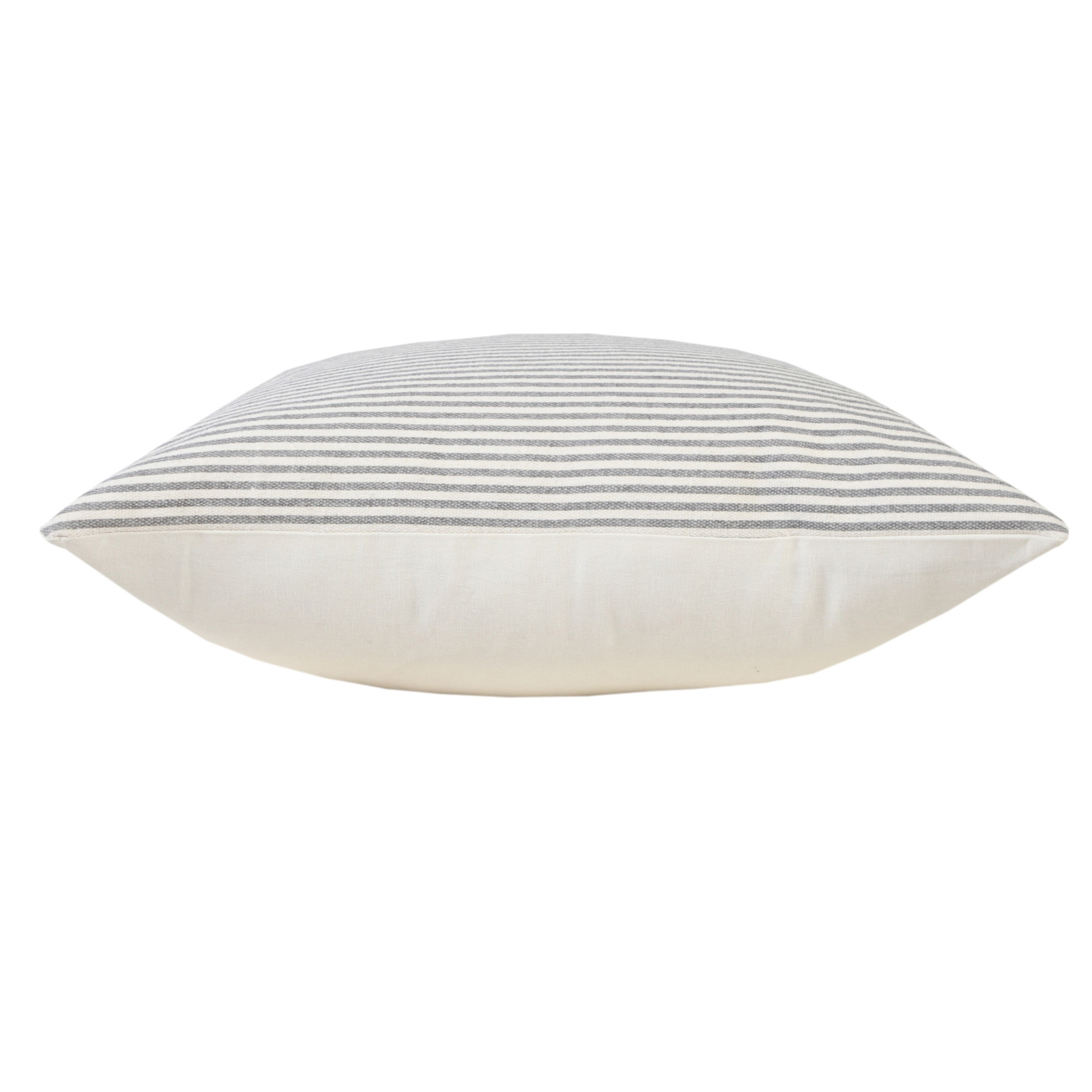 20" X 20" Gray And White 100% Cotton Striped Zippered Pillow