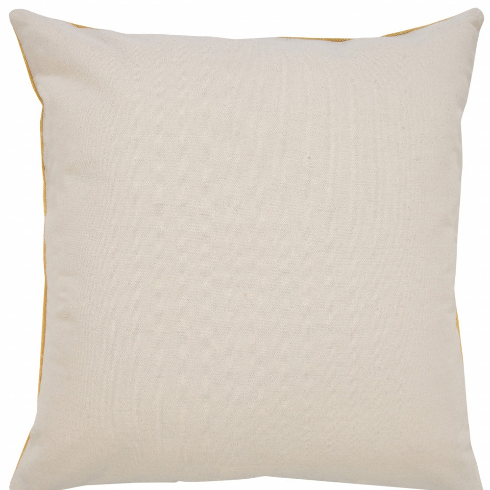 20" X 20" Yellow And White 100% Cotton Striped Zippered Pillow