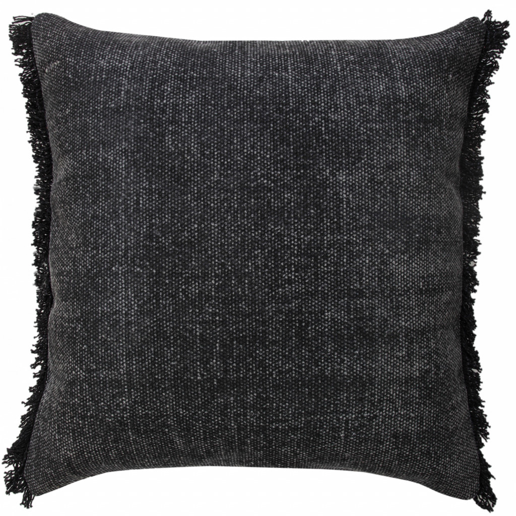 20" X 20" Jet Black 100% Cotton Zippered Pillow-516959-1
