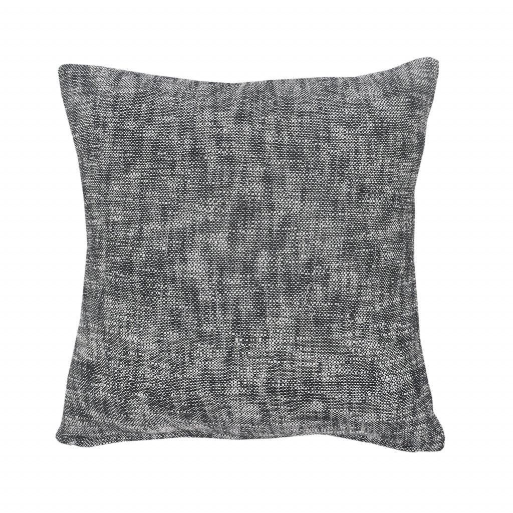 20" X 20" Black And Cream 100% Cotton Geometric Zippered Pillow