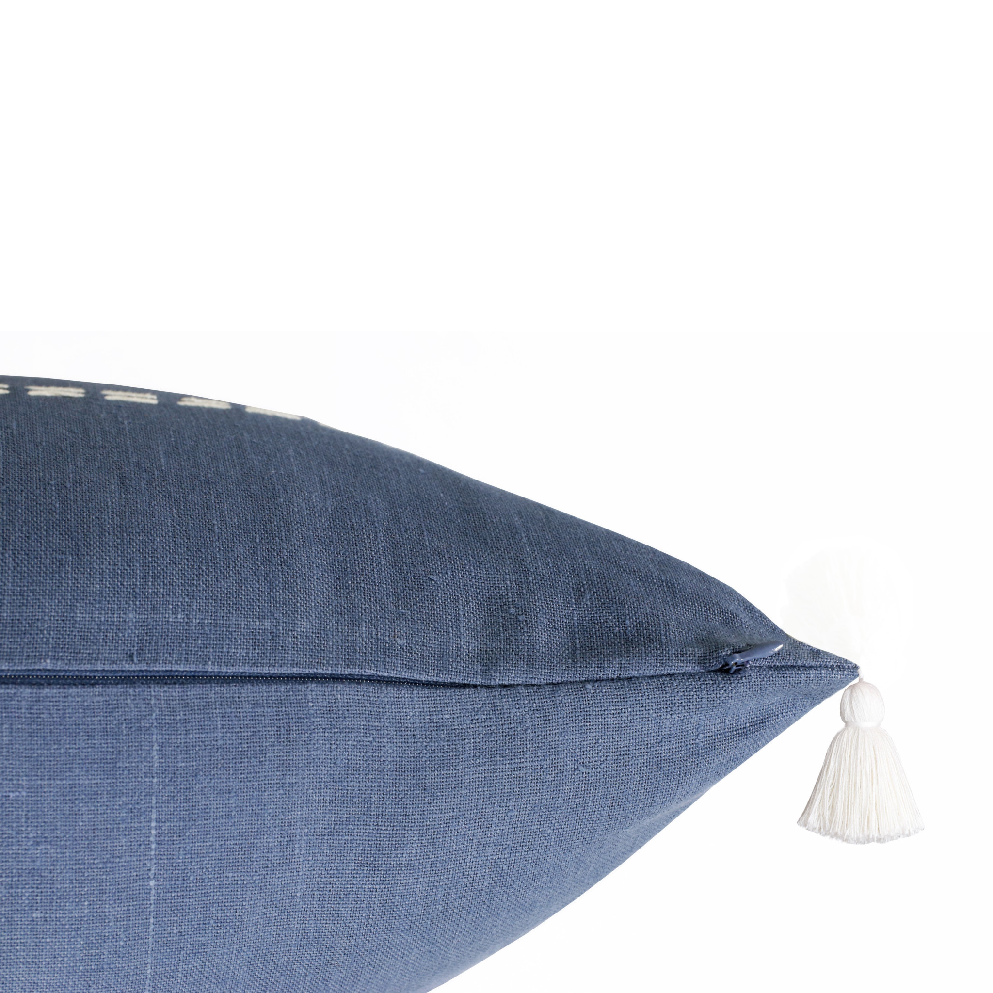 20" X 20" Navy Linen Striped Zippered Pillow