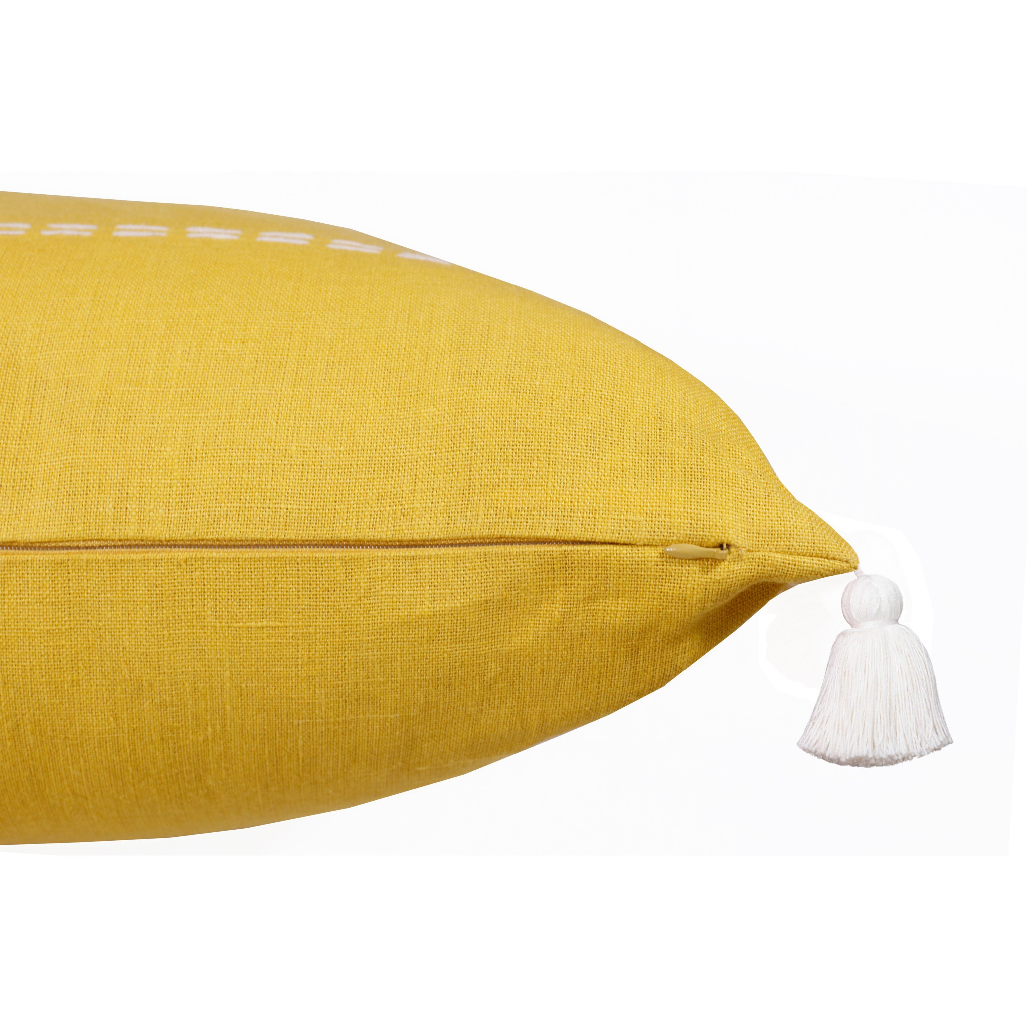 20" X 20" Mustard Linen Striped Zippered Pillow