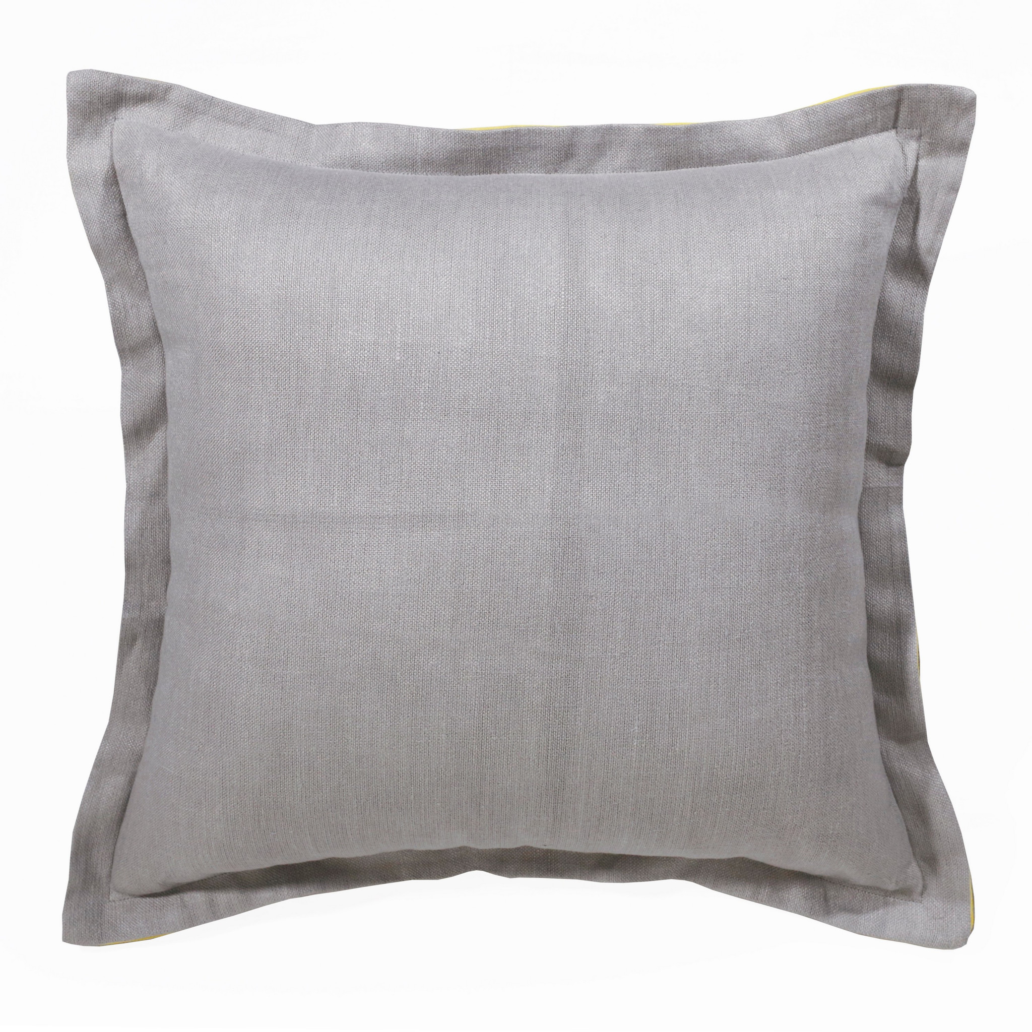 20" X 20" Gray And Yellow Linen Zippered Pillow-516988-1