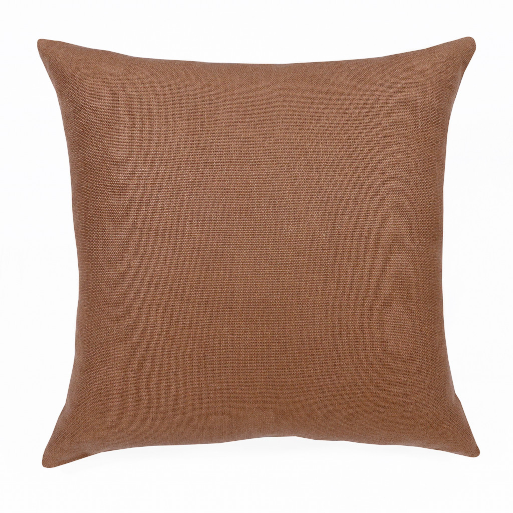 20" X 20" Brown Linen Zippered Pillow-516993-1
