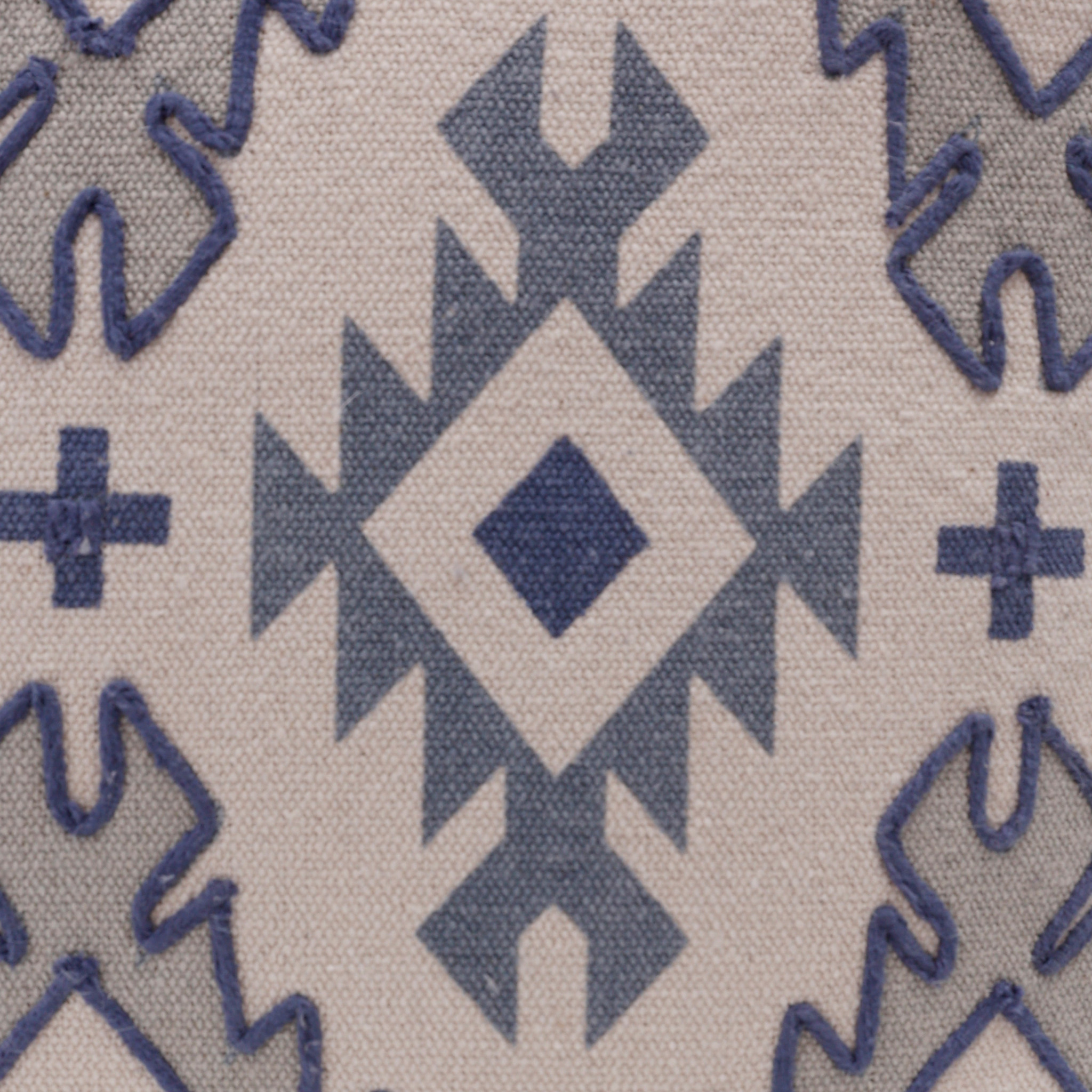20" X 20" Blue And Gray 100% Cotton Geometric Zippered Pillow