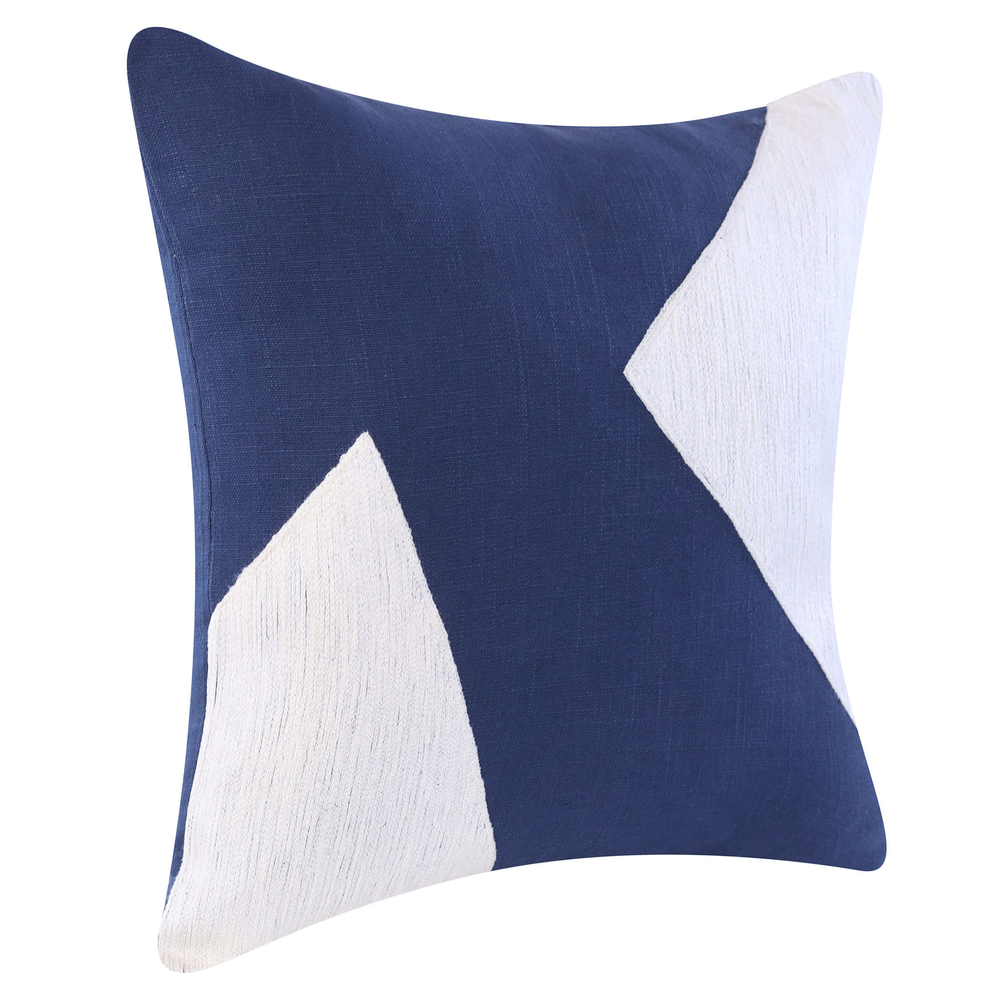 20" X 20" Navy And Ivory 100% Cotton Abstract Zippered Pillow-517039-1