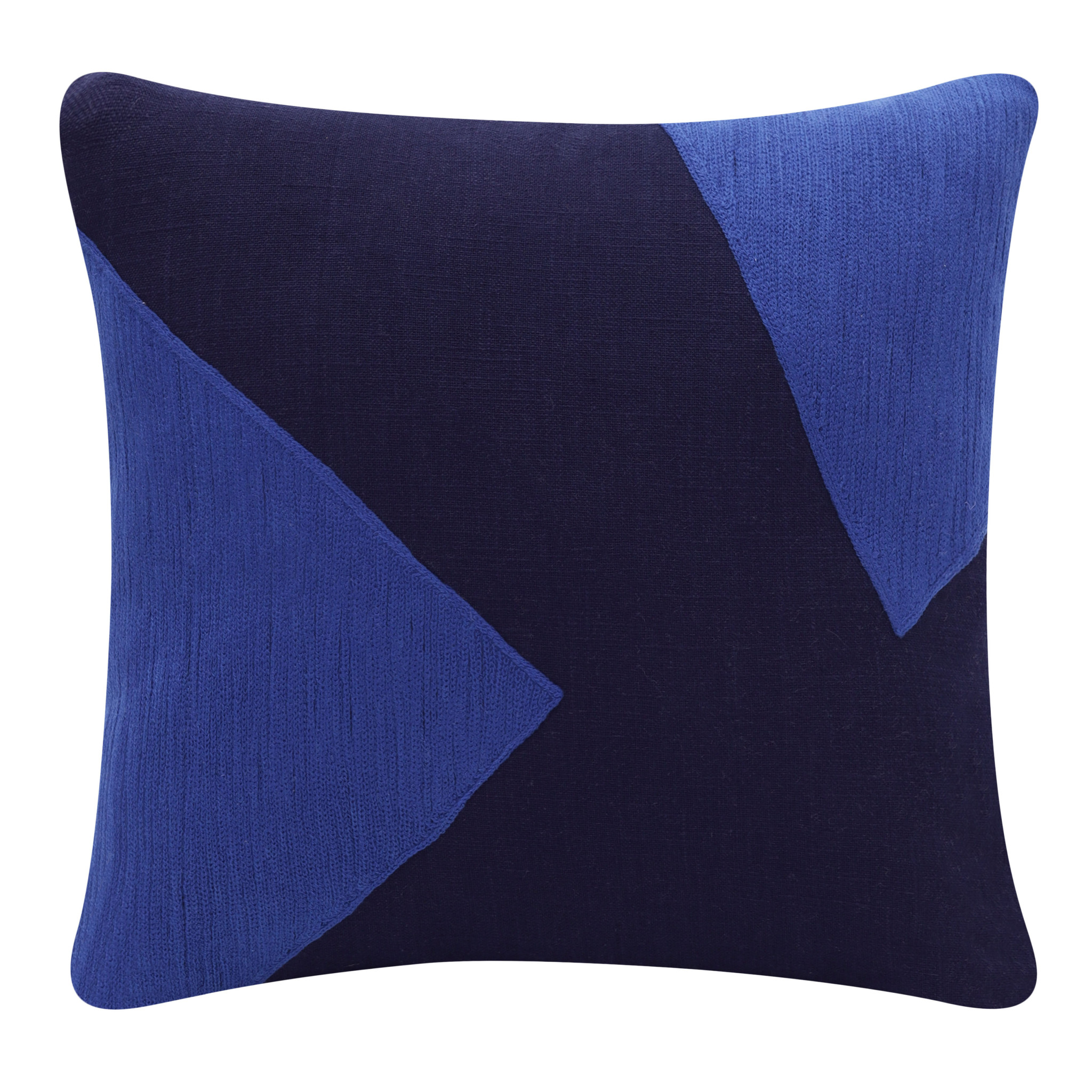 20" X 20" Cobalt Blue And Navy 100% Cotton Abstract Zippered Pillow-517041-1
