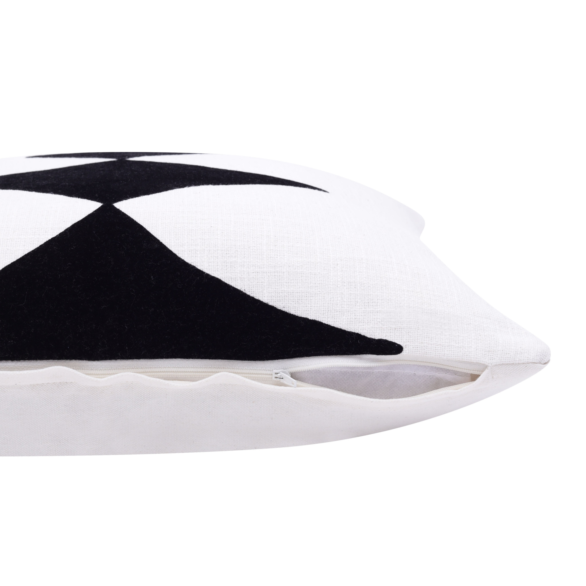 20" X 20" Black And White 100% Cotton Diamond Zippered Pillow-517052-1