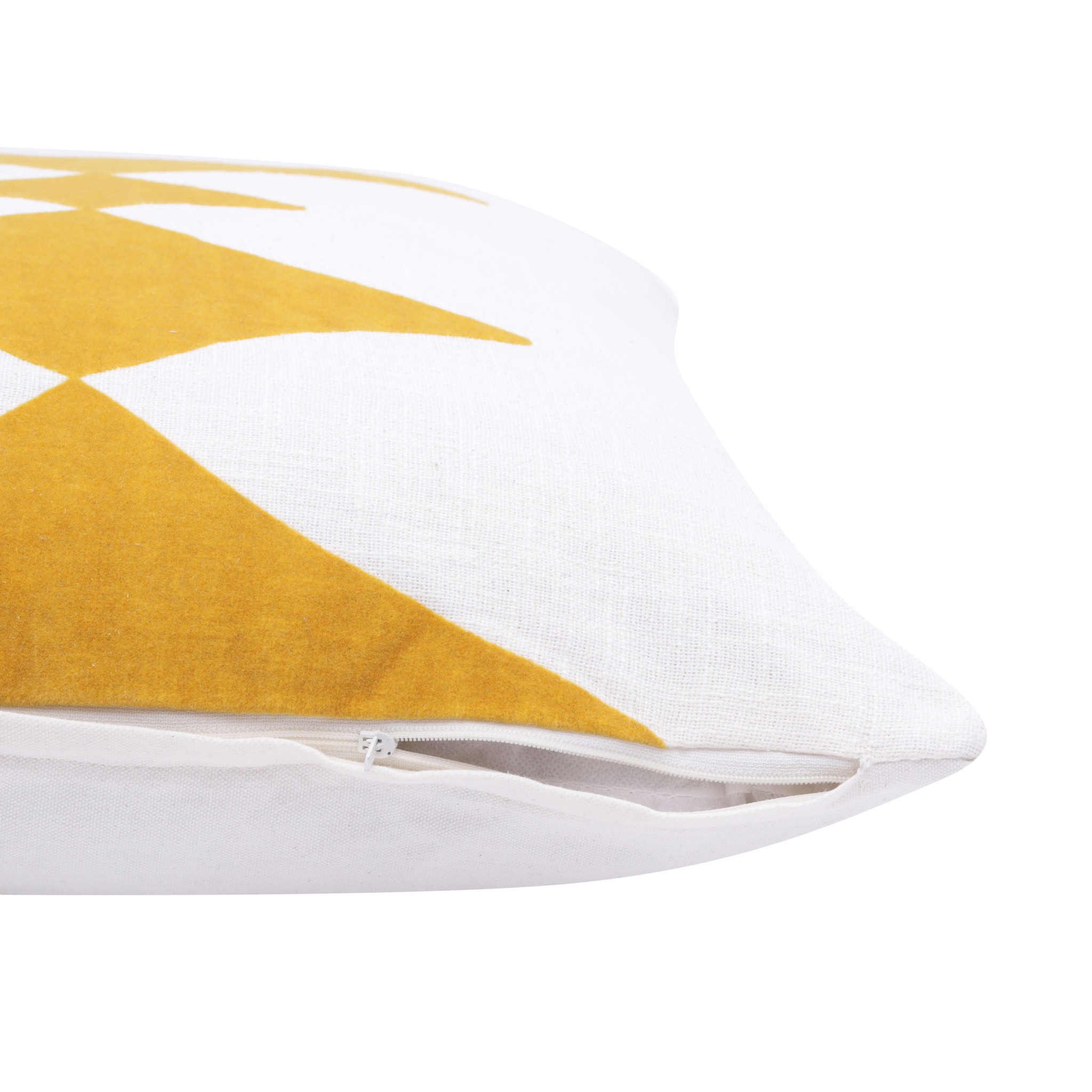 20" X 20" Yellow And White 100% Cotton Diamond Zippered Pillow-517053-1