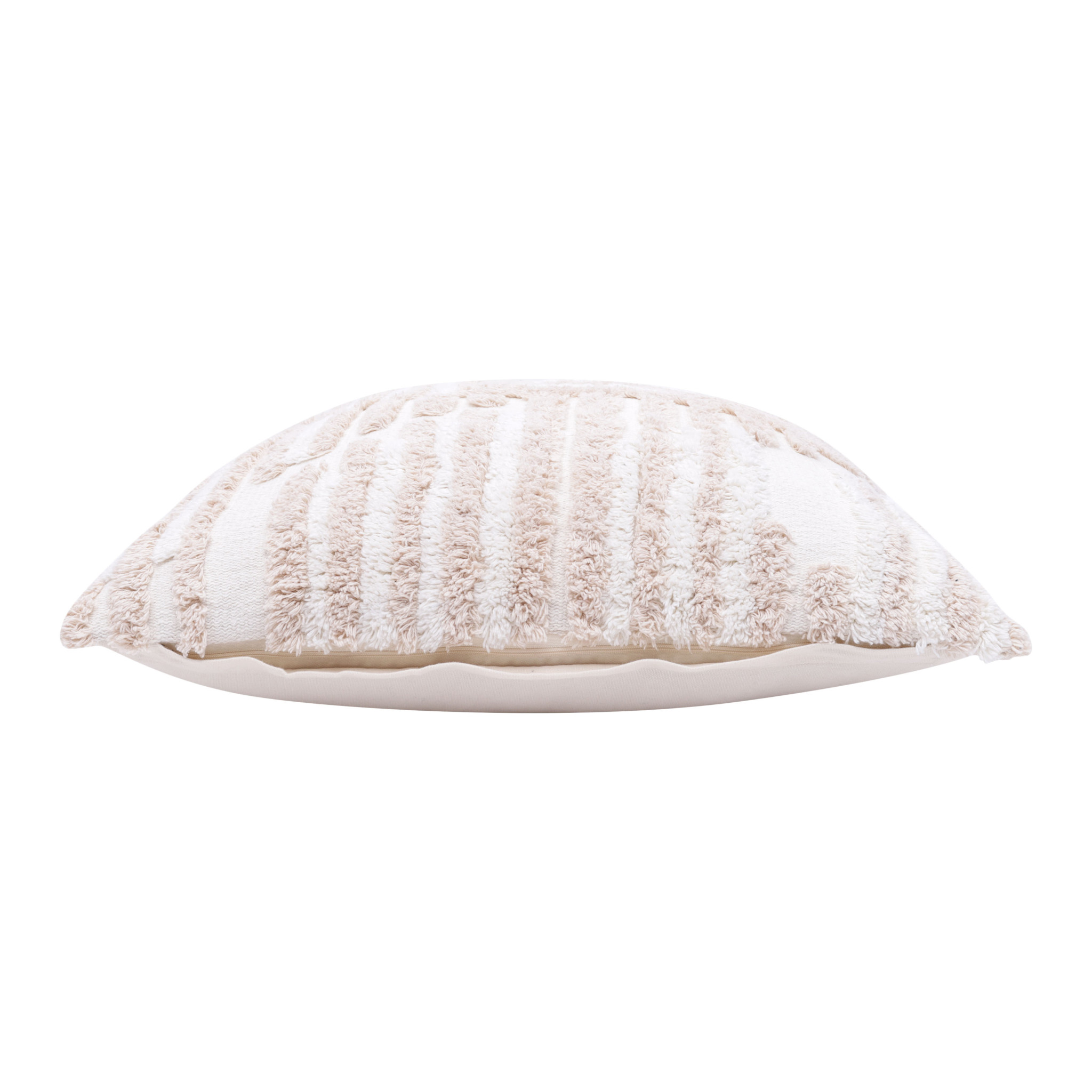 22" Beige and White Geometric Cotton Throw Pillow With Texture