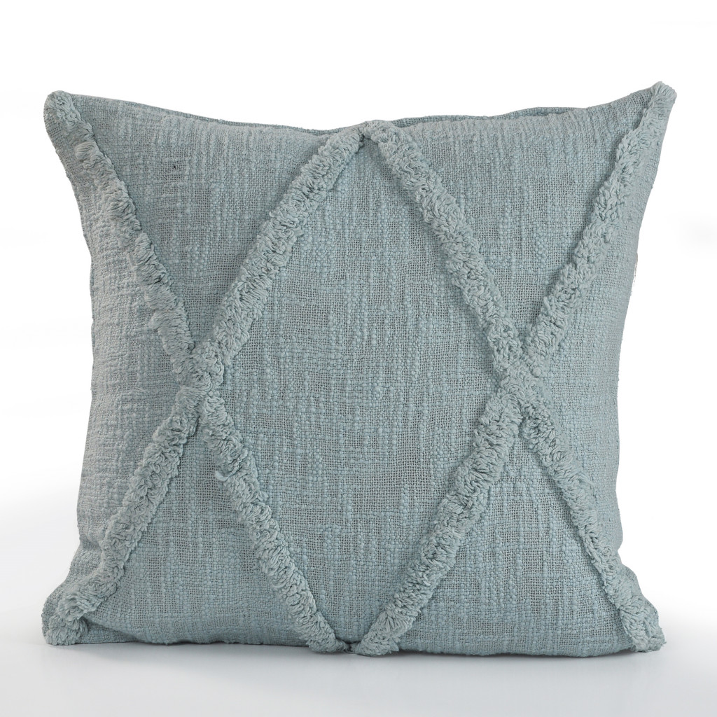 20" X 20" Gray 100% Cotton Diamond Zippered Pillow-517069-1