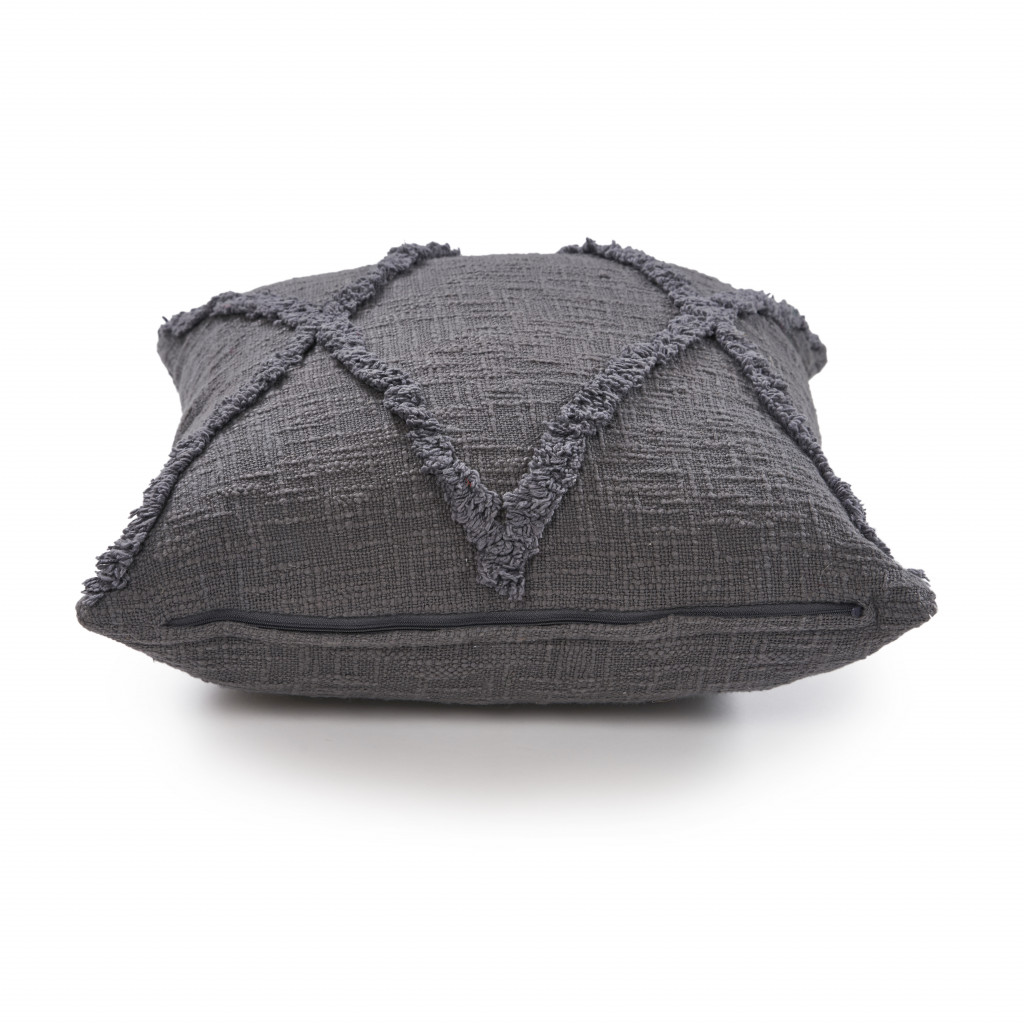 20" X 20" Dark Gray 100% Cotton Geometric Zippered Pillow-517087-1