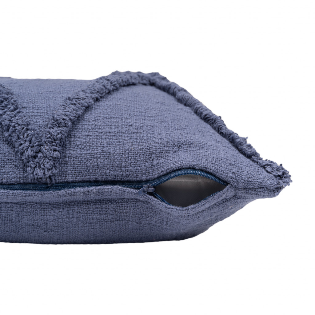 18" X 18" Denim Blue 100% Cotton Zippered Pillow-517088-1