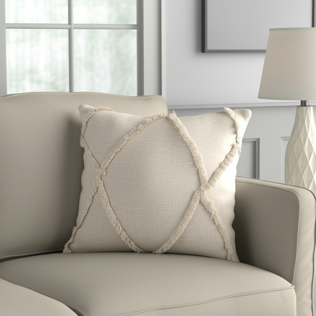20" Ivory Cotton Throw Pillow-517089-1