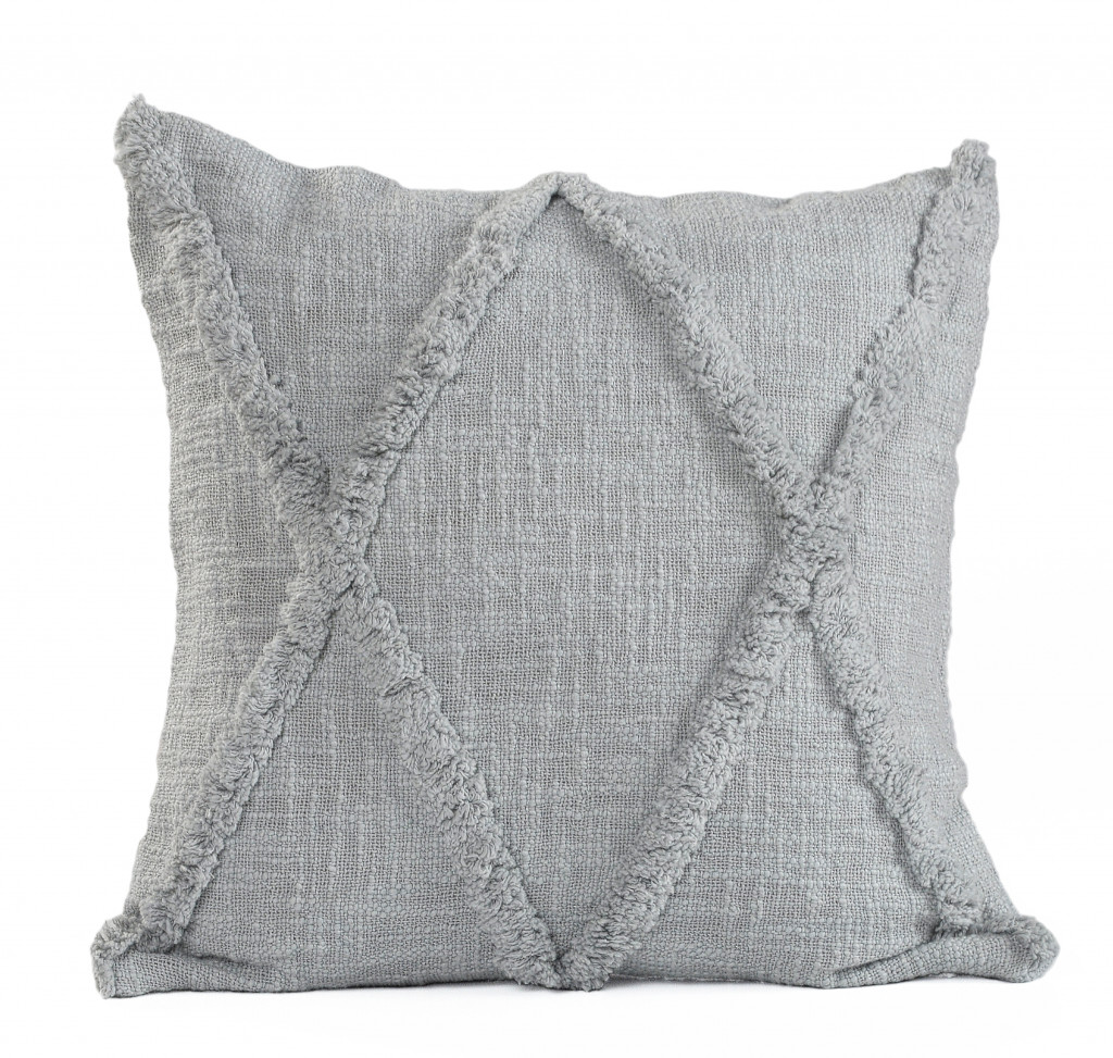 18" X 18" Light Gray 100% Cotton Geometric Zippered Pillow-517094-1