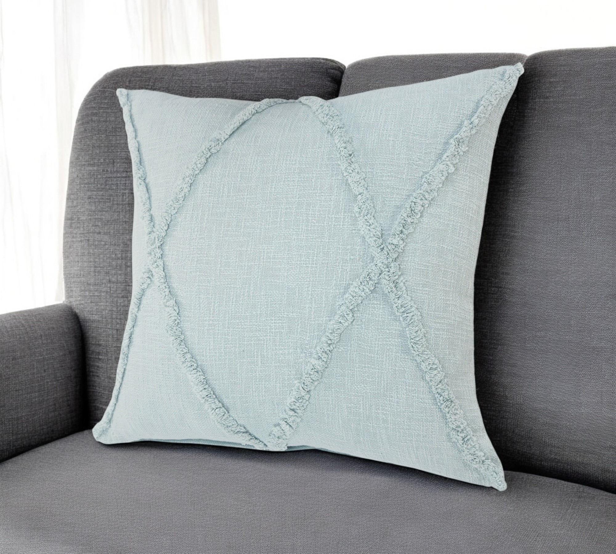 18" Blue Cotton Throw Pillow-517097-1