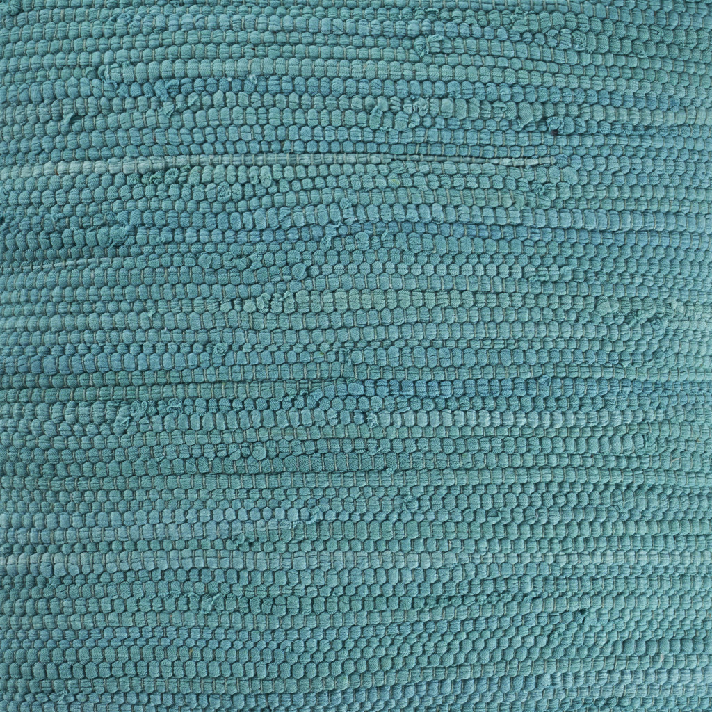 20" X 20" Turquoise Blue And Tan 100% Cotton Zippered Pillow
