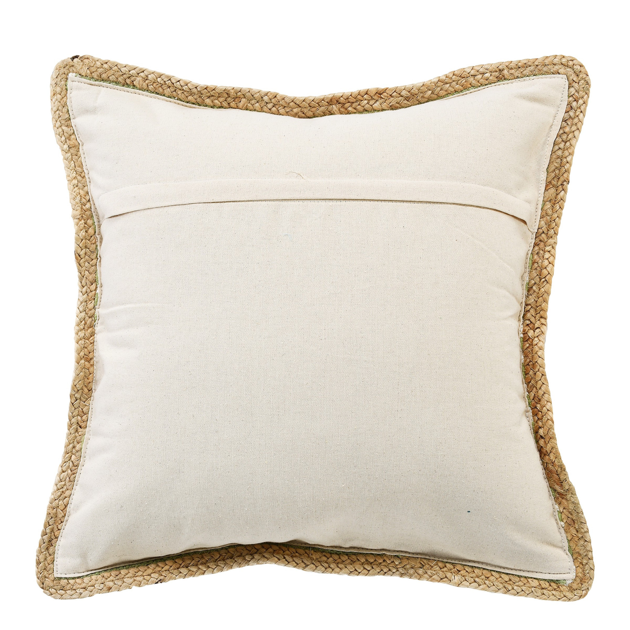20" X 20" Sweet Pea Green, White And Tan 100% Cotton Striped Zippered Pillow