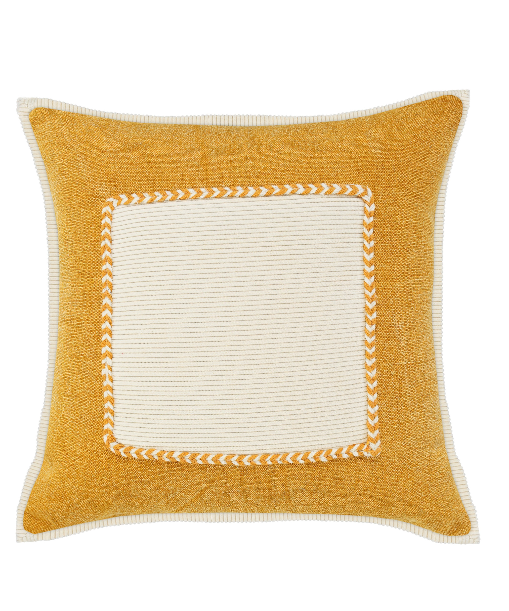 20" X 20" Golden Glow And Cream 100% Cotton Zippered Pillow-517123-1