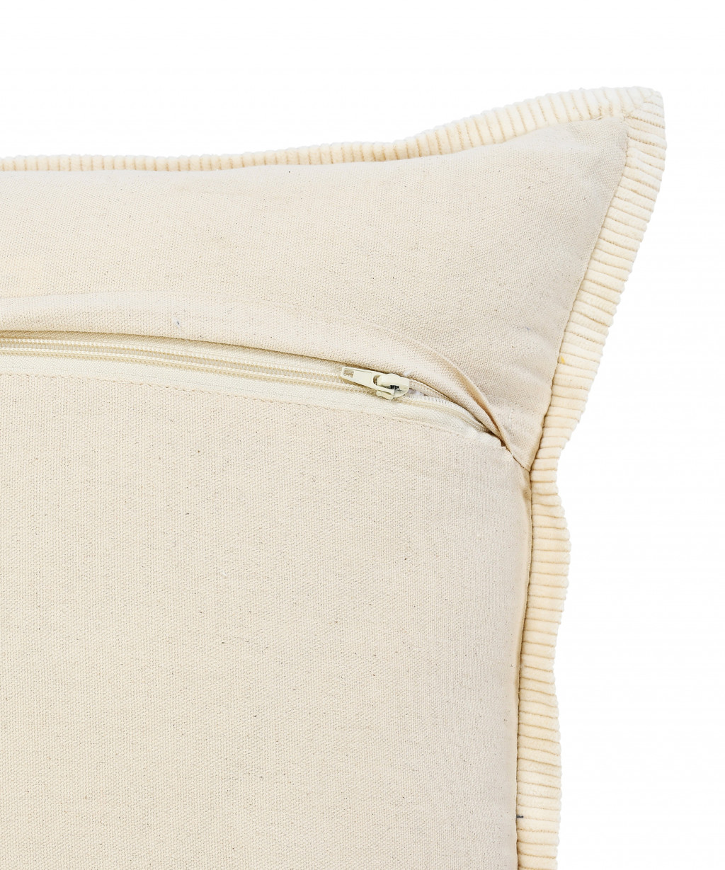 20" X 20" Golden Glow And Cream 100% Cotton Zippered Pillow