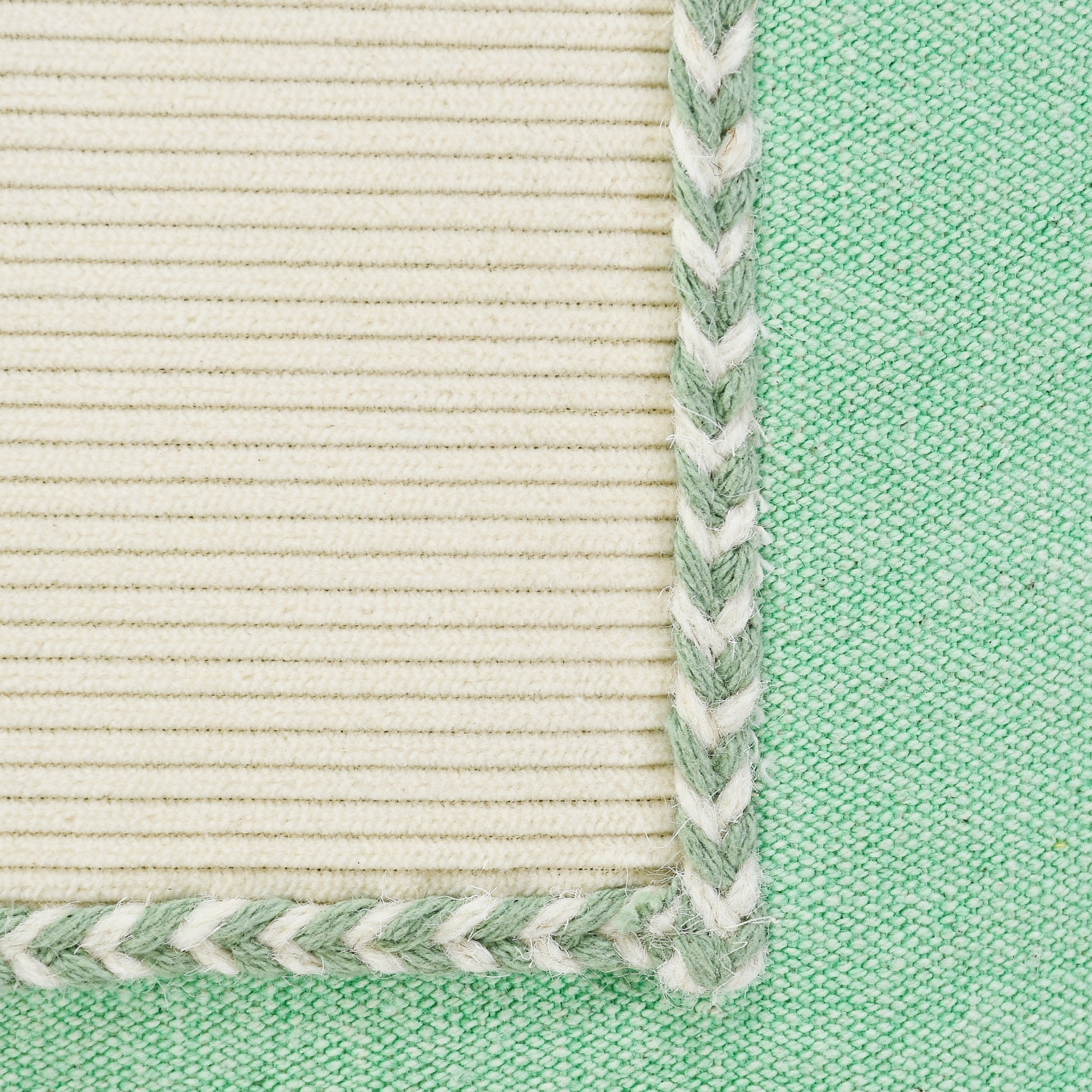 20" X 20" Pastel Green And Cream 100% Cotton Zippered Pillow