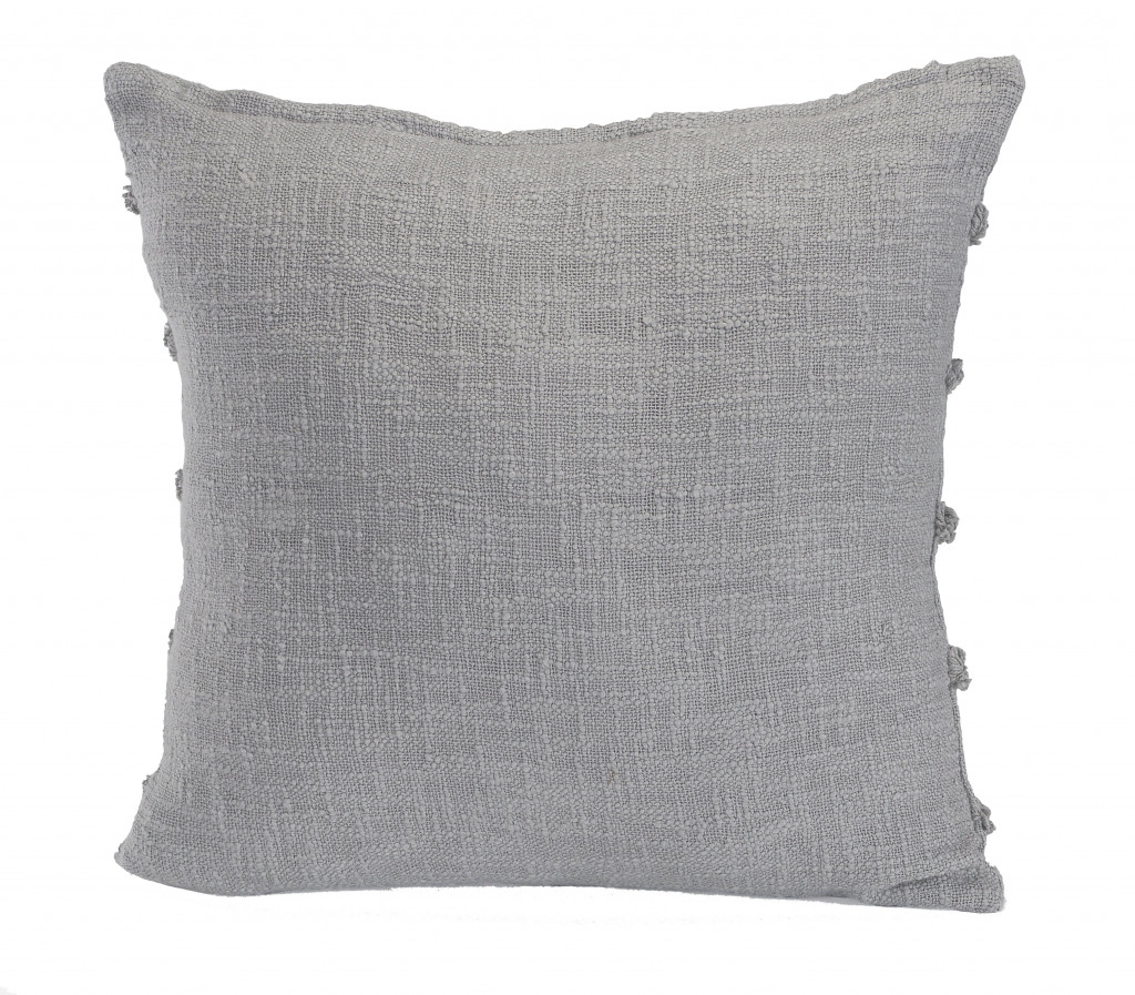 20" X 20" Gray 100% Cotton Zippered Pillow