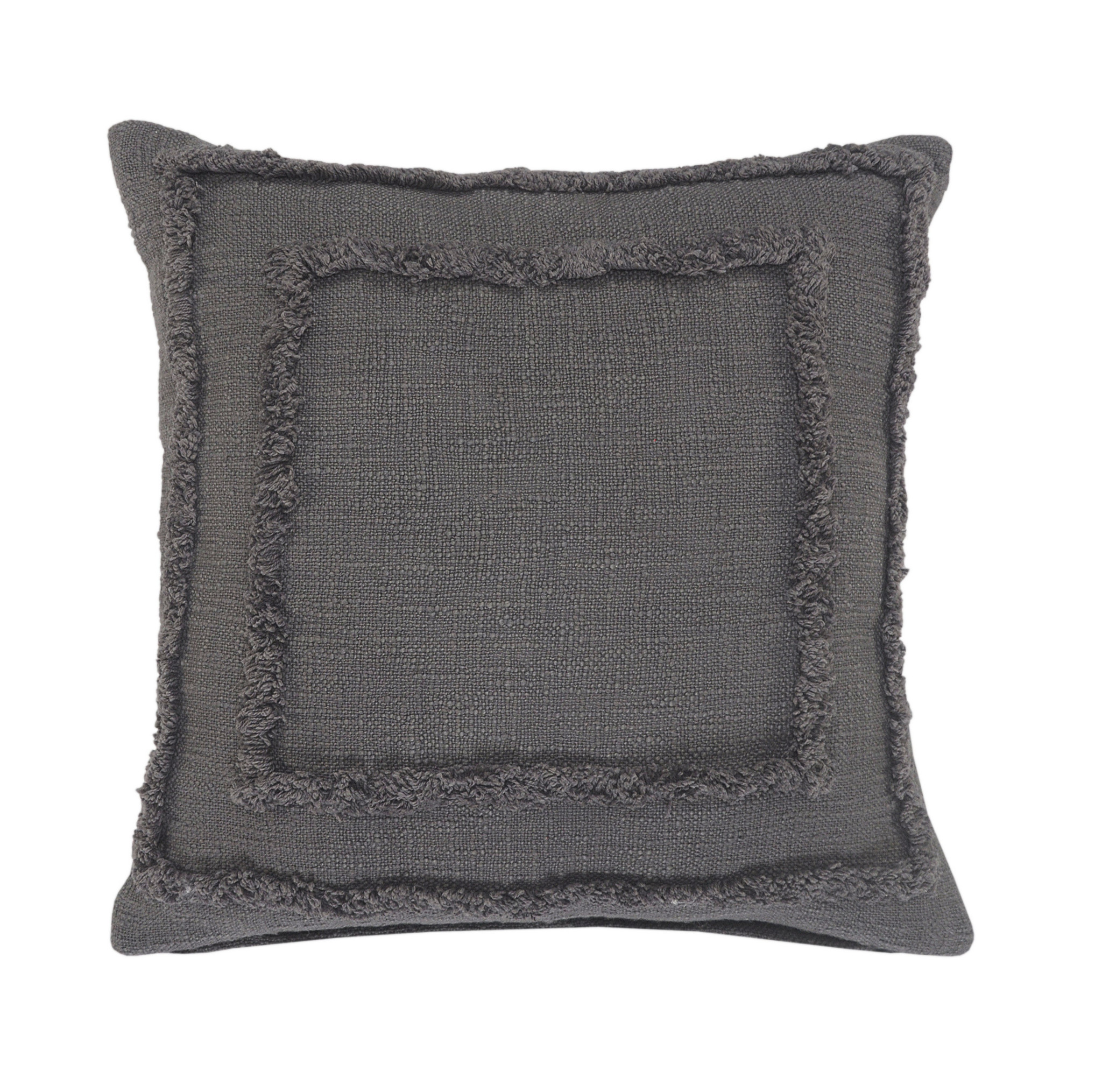 20" X 20" Dark Gray 100% Cotton Geometric Zippered Pillow-517138-1