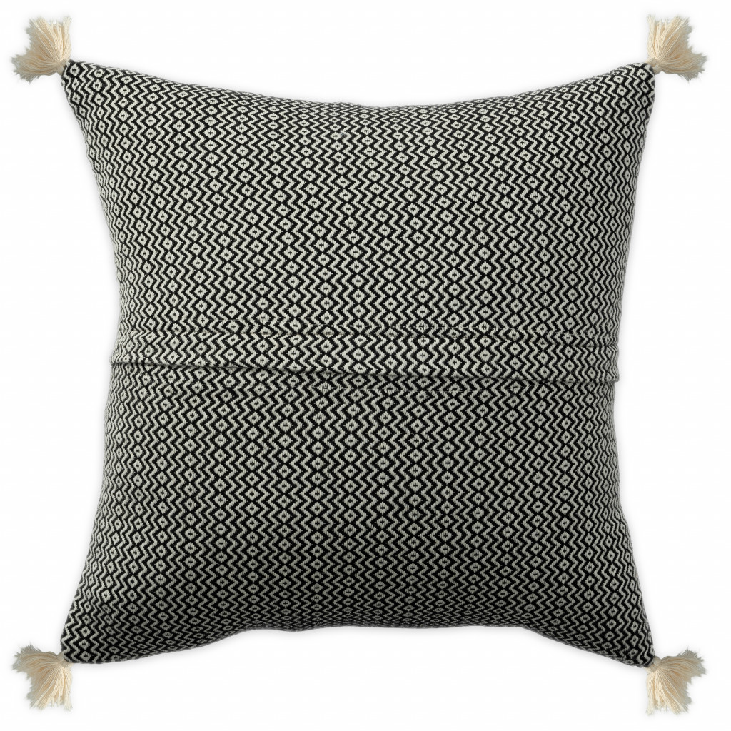 18" X 18" Black 100% Cotton Geometric Zippered Pillow